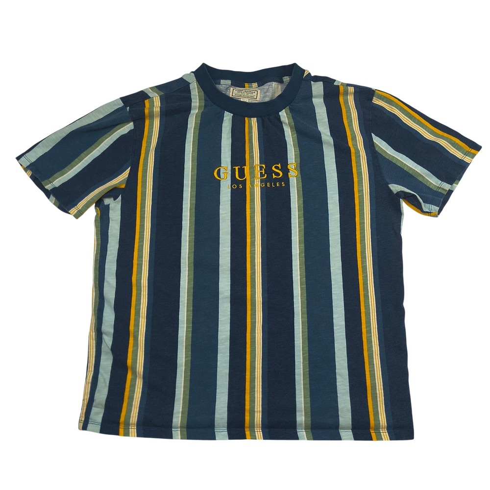 Guess Originals Mens M Blue Striped Short Sleeve T-Shirt M81P85R5DD2
